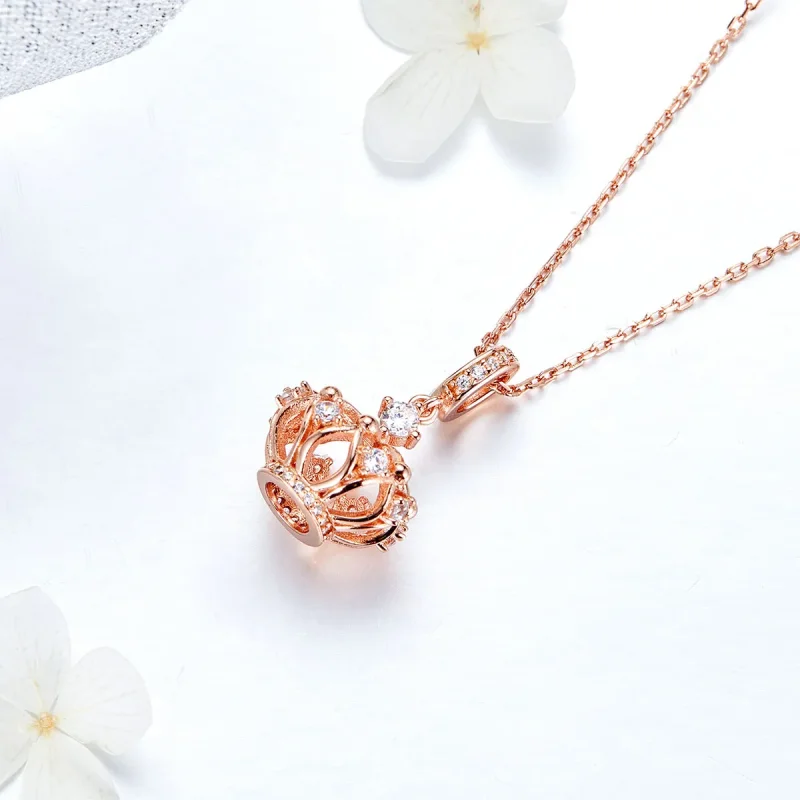 (bilde for) Pandora Style Rose Gold Regal Crown Dingle Charm - SCC1121 - Vis 5