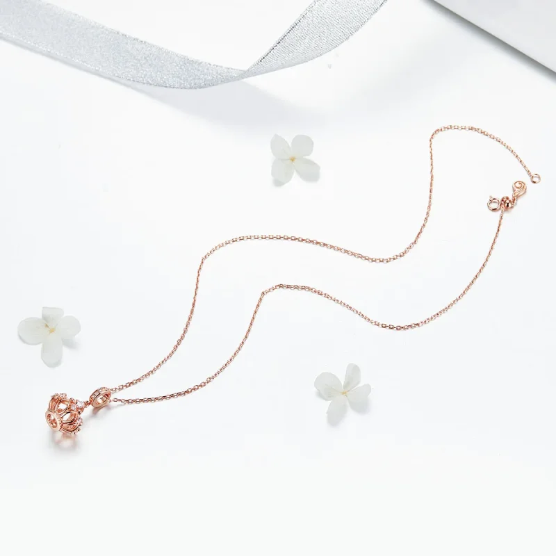 (bilde for) Pandora Style Rose Gold Regal Crown Dingle Charm - SCC1121 - Vis 7