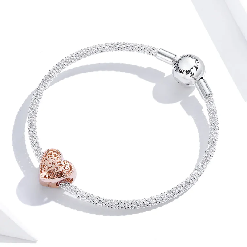 (bilde for) Pandora Style Rose Gold Rose Family Tree Charm - BSC215 - Vis 2