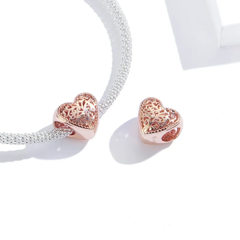 (bilde for) Pandora Style Rose Gold Rose Family Tree Charm - BSC215 - Vis 3