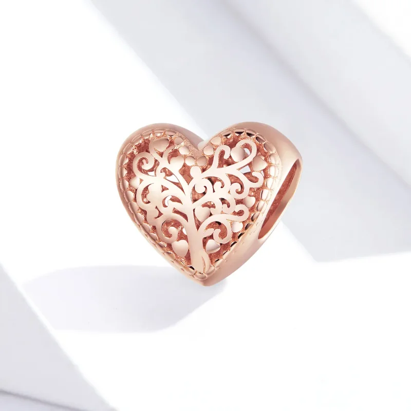 (bilde for) Pandora Style Rose Gold Rose Family Tree Charm - BSC215 - Vis 4