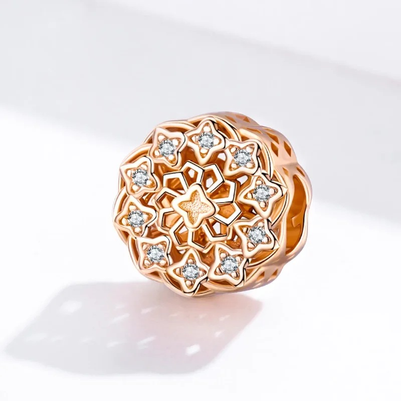 (bilde for) Pandora Style Rose Gold Rose Vindu Charm - SCC1279 - Vis 2