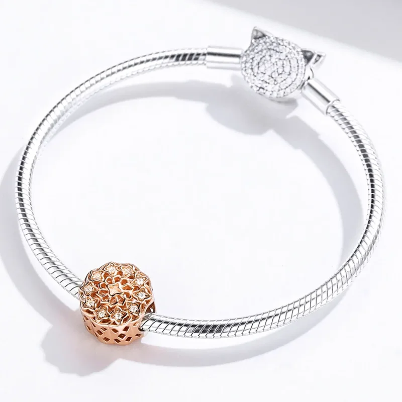 (bilde for) Pandora Style Rose Gold Rose Vindu Charm - SCC1279 - Vis 3