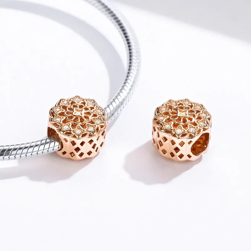 (bilde for) Pandora Style Rose Gold Rose Vindu Charm - SCC1279 - Vis 4