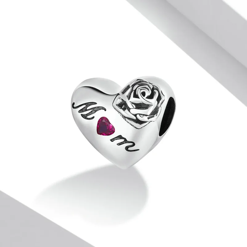 (bilde for) Pandora Style Rose Heart Charm - SCC2072 - Vis 2