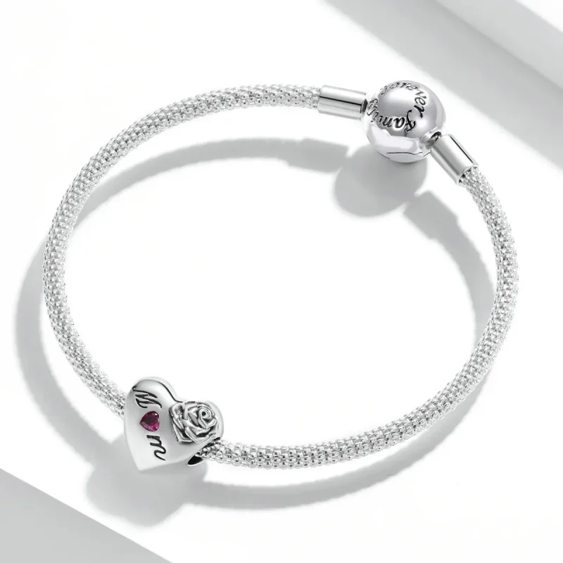 (bilde for) Pandora Style Rose Heart Charm - SCC2072 - Vis 3