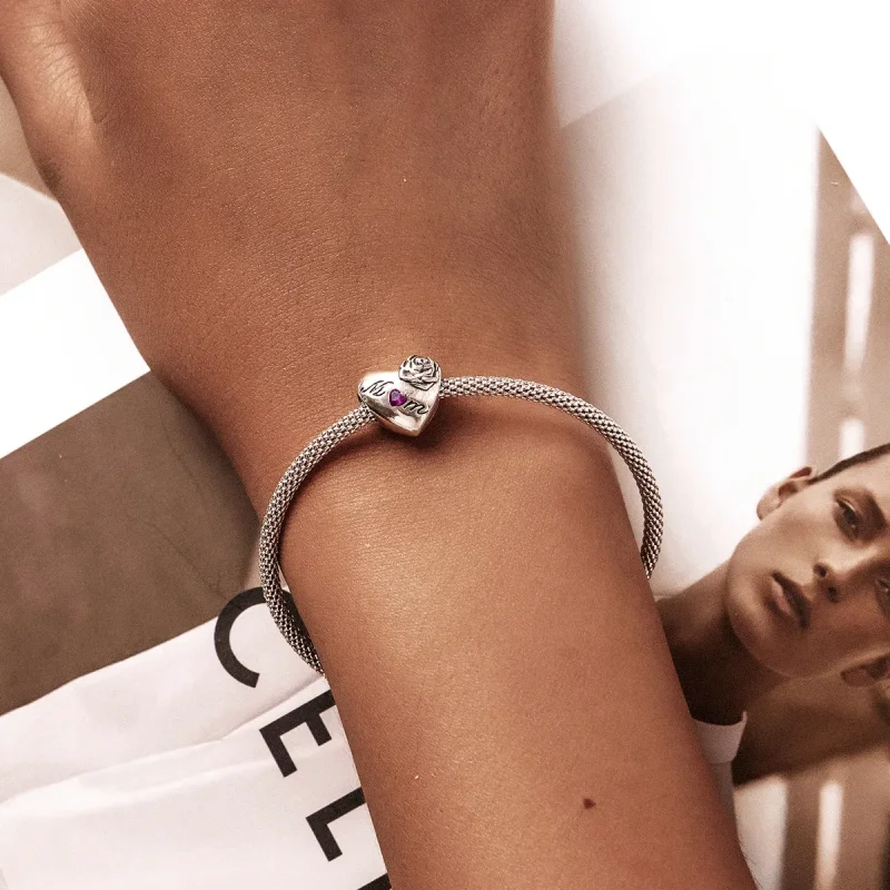 (bilde for) Pandora Style Rose Heart Charm - SCC2072 - Vis 5