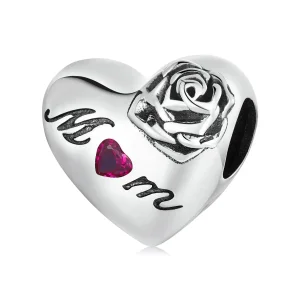 (bilde for) Pandora Style Rose Heart Charm - SCC2072