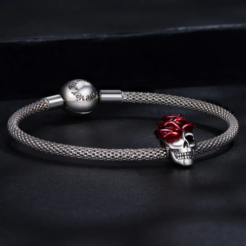 (bilde for) Pandora Style Rose Skull Charm - SCC2403 - Vis 5