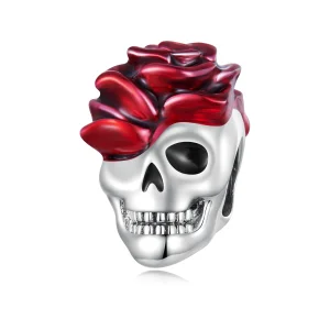 (bilde for) Pandora Style Rose Skull Charm - SCC2403
