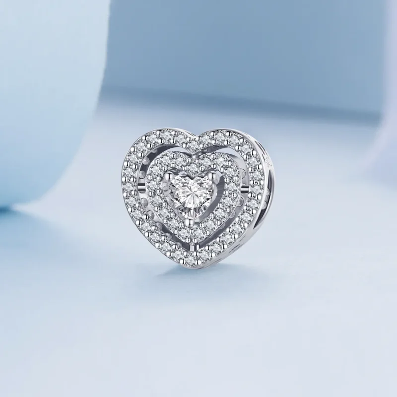 (bilde for) Pandora Style Shining Heart Charm - BSC662 - Vis 2