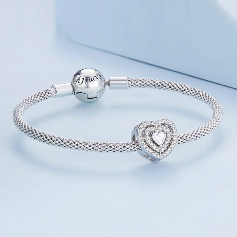 (bilde for) Pandora Style Shining Heart Charm - BSC662 - Vis 4