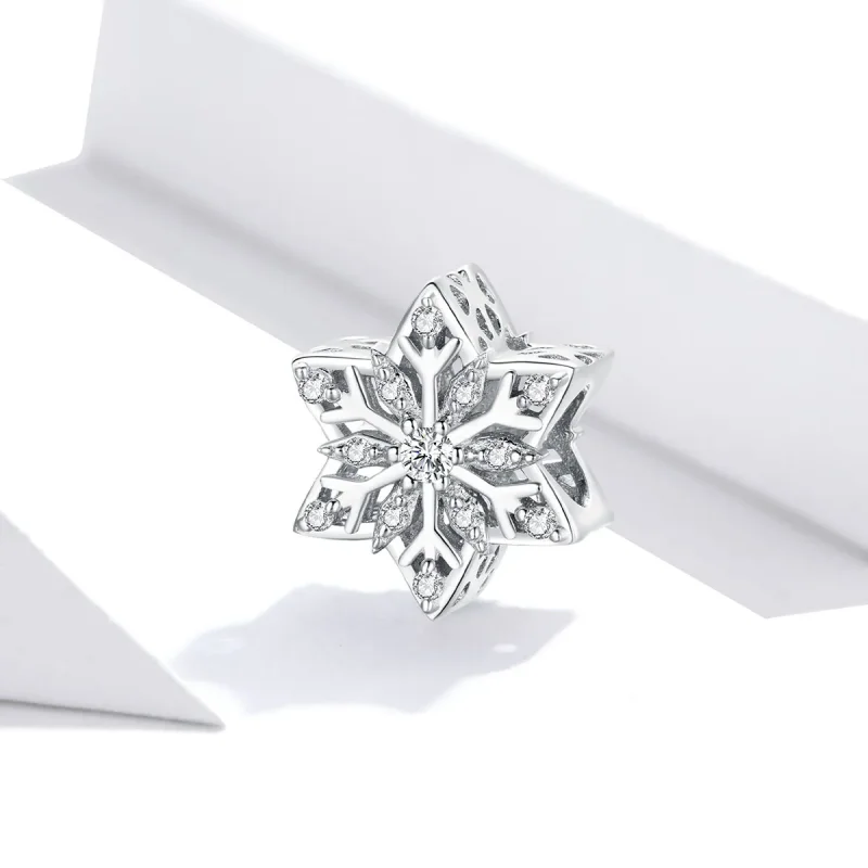 (bilde for) Pandora Style Shiny Snowflakes Charm - BSC368 - Vis 2