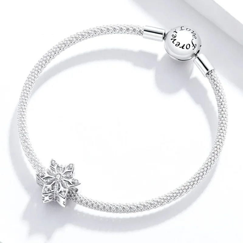 (bilde for) Pandora Style Shiny Snowflakes Charm - BSC368 - Vis 3