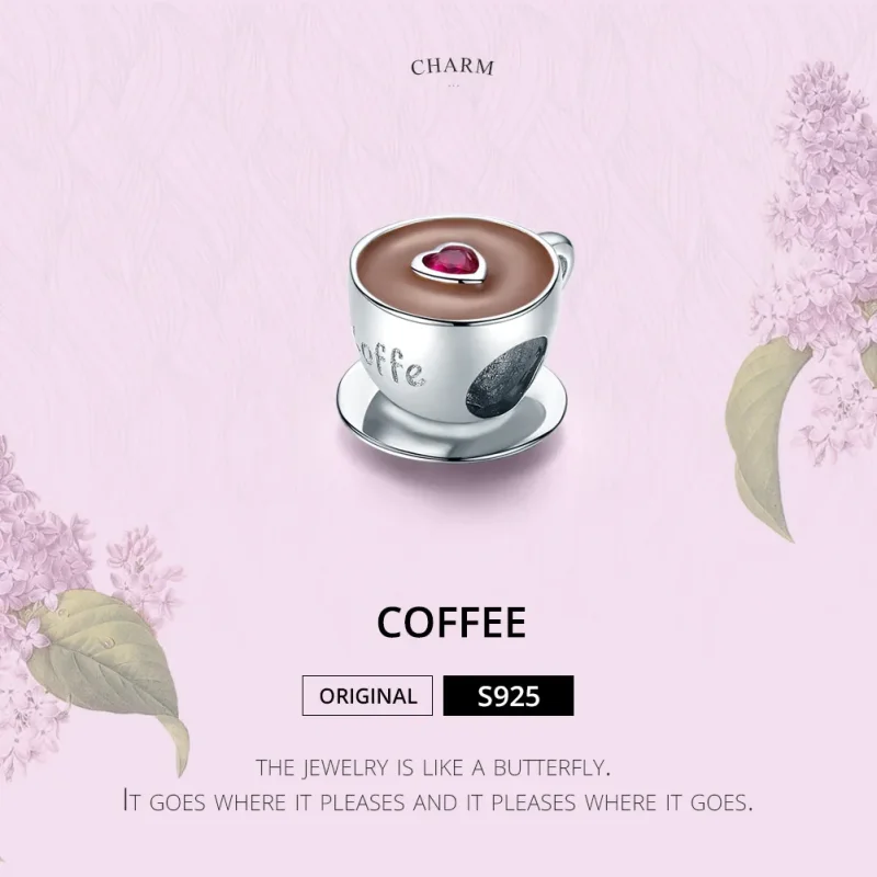(bilde for) Pandora Style Silver Afternoon Coffee Charm - SCC1286 - Vis 2