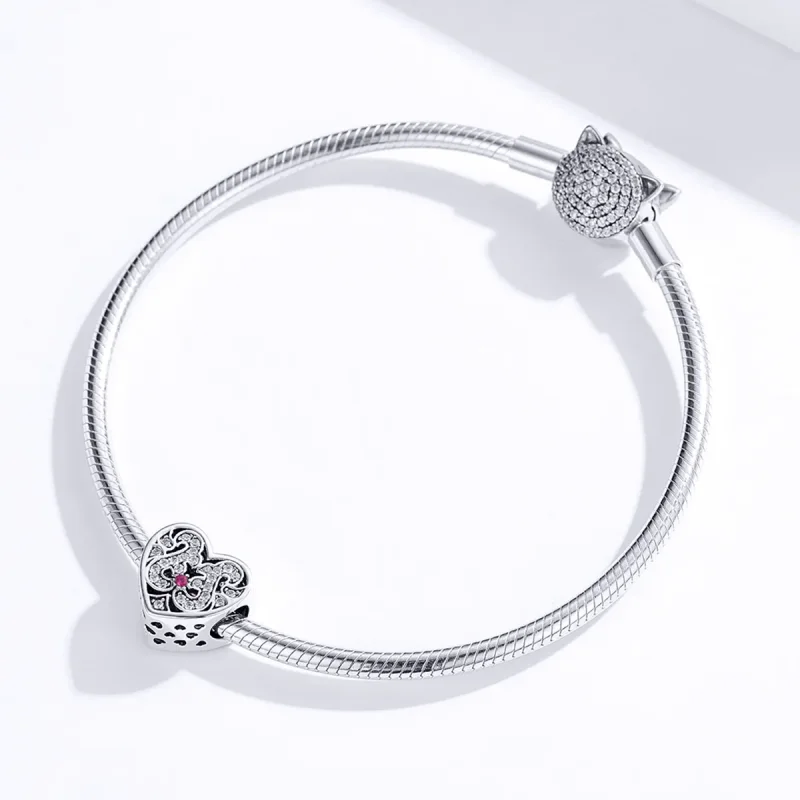 (bilde for) Pandora Style Silver Always In My Heart Charm - SCC1415 - Vis 3