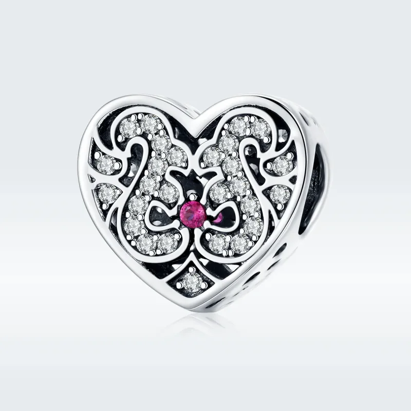 (bilde for) Pandora Style Silver Always In My Heart Charm - SCC1415 - Vis 5
