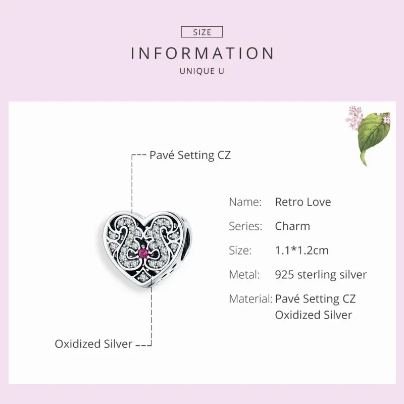 (bilde for) Pandora Style Silver Always In My Heart Charm - SCC1415 - Vis 7