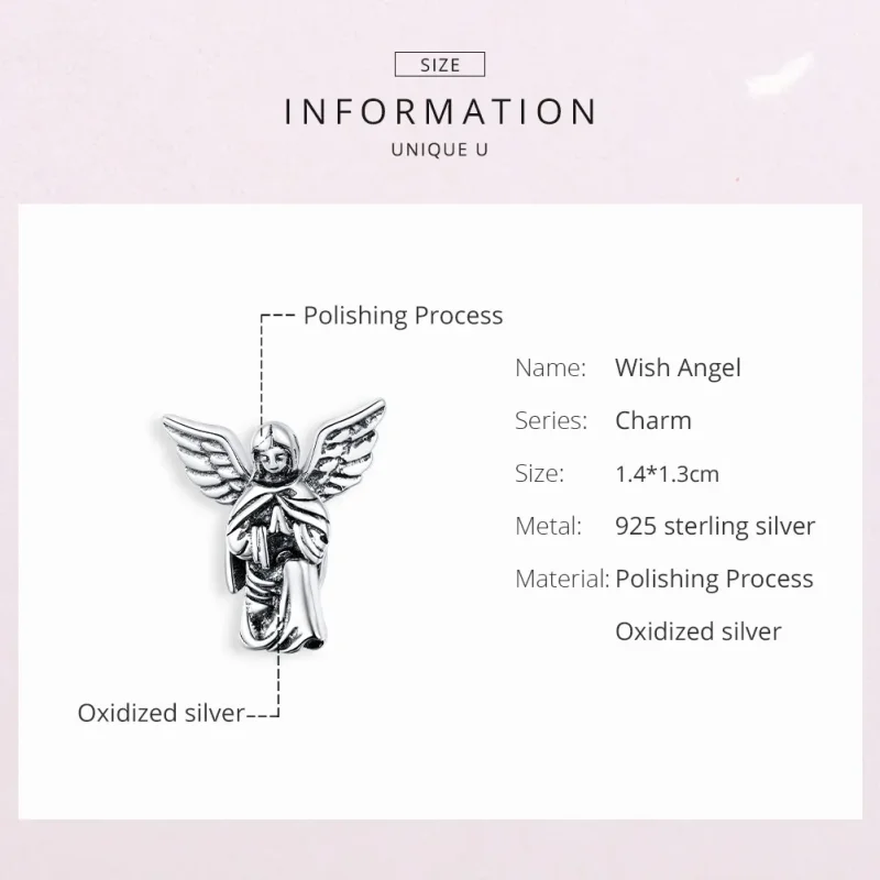 (bilde for) Pandora Style Silver Angel of Love Charm - BSC314 - Vis 6