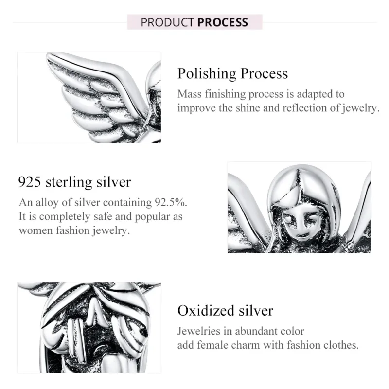 (bilde for) Pandora Style Silver Angel of Love Charm - BSC314 - Vis 7