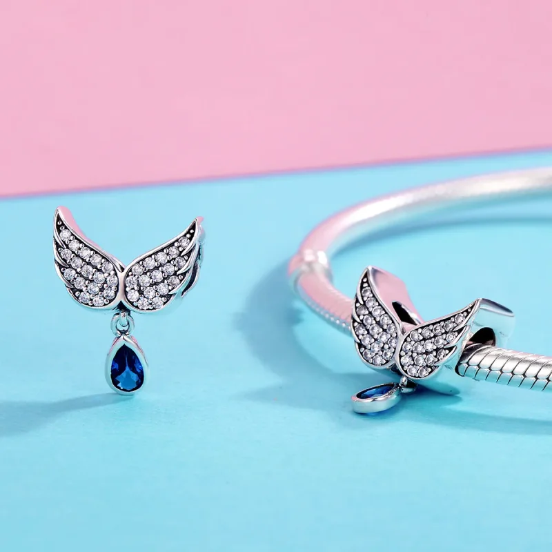 (bilde for) Pandora Style Silver Angel Wings Charm - SCC481 - Vis 4