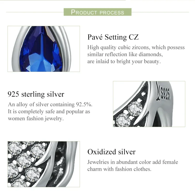 (bilde for) Pandora Style Silver Angel Wings Charm - SCC481 - Vis 6