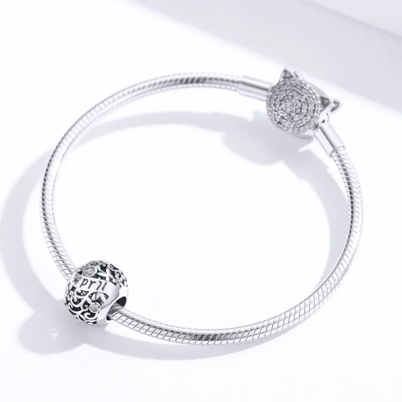 (bilde for) Pandora Style Silver April Birthstone Charm - SCC1385-4 - Vis 2