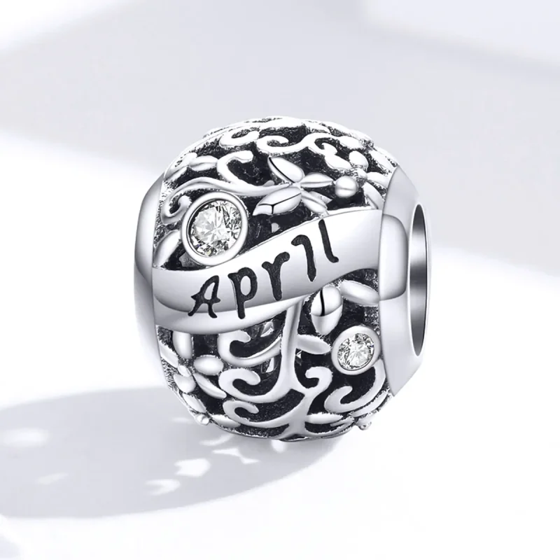 (bilde for) Pandora Style Silver April Birthstone Charm - SCC1385-4 - Vis 4