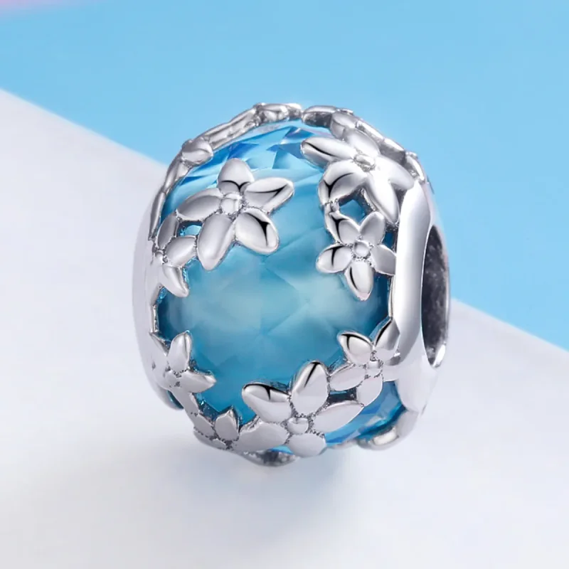 (bilde for) Pandora Style Silver Aquamarine Daisy's Confession Charm - SCC878 - Vis 2