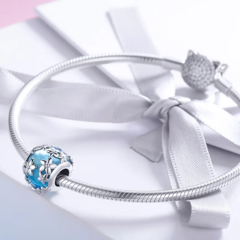 (bilde for) Pandora Style Silver Aquamarine Daisy's Confession Charm - SCC878 - Vis 3