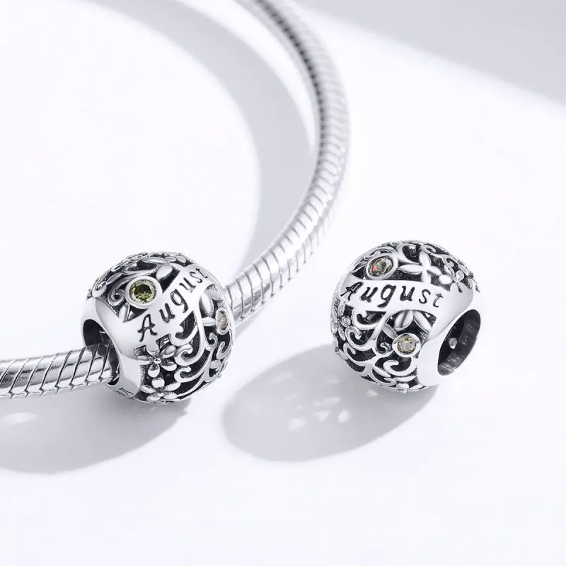 (bilde for) Pandora Style Silver August Peridot Birthstone Charm - SCC1385-8 - Vis 3