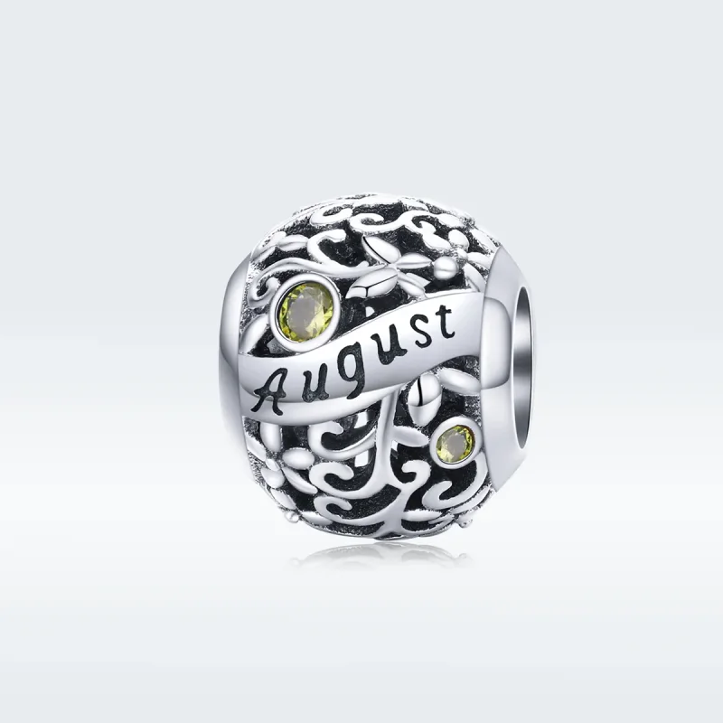 (bilde for) Pandora Style Silver August Peridot Birthstone Charm - SCC1385-8 - Vis 5