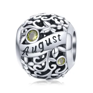 (bilde for) Pandora Style Silver August Peridot Birthstone Charm - SCC1385-8