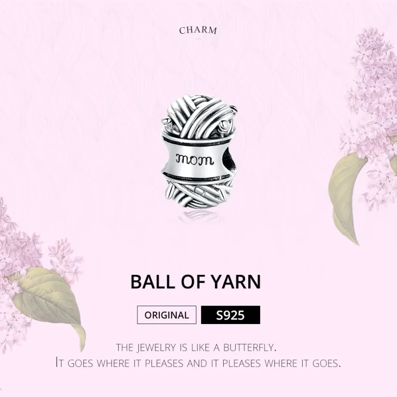 (bilde for) Pandora Style Silver Ball of Garn Charm - SCC1654 - Vis 6
