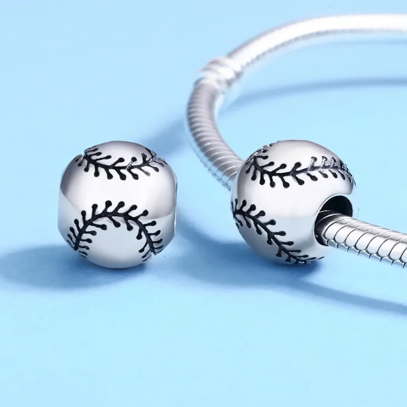 (bilde for) Pandora Style Silver Baseball Passion Charm - SCC449 - Vis 5