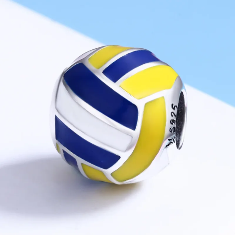 (bilde for) Pandora Style Silver Beach Volleyball Charm - SCC448 - Vis 4