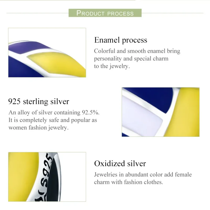 (bilde for) Pandora Style Silver Beach Volleyball Charm - SCC448 - Vis 7