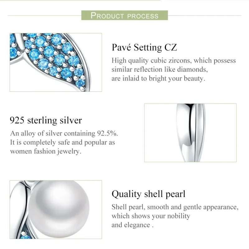 (bilde for) Pandora Style Silver Beaded Mermaid Tail Charm - SCC877 - Vis 6