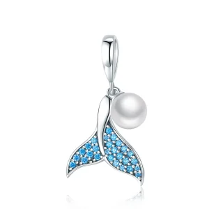 (bilde for) Pandora Style Silver Beaded Mermaid Tail Charm - SCC877