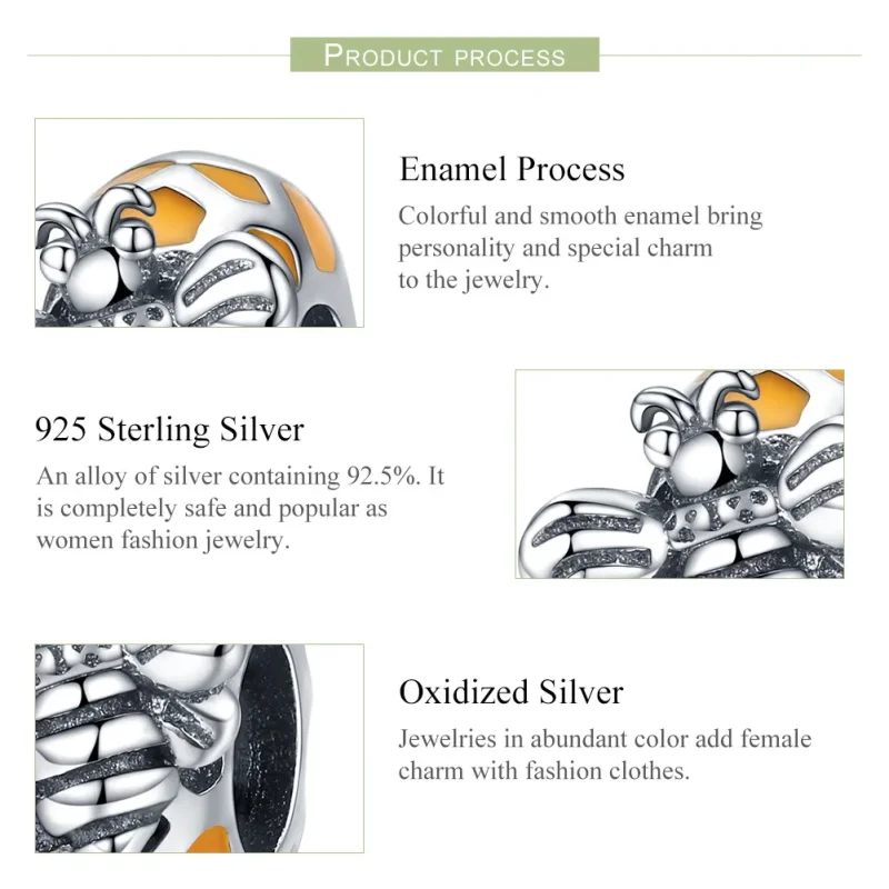 (bilde for) Pandora Style Silver Bee and Hive Spacer - SCC1102 - Vis 4