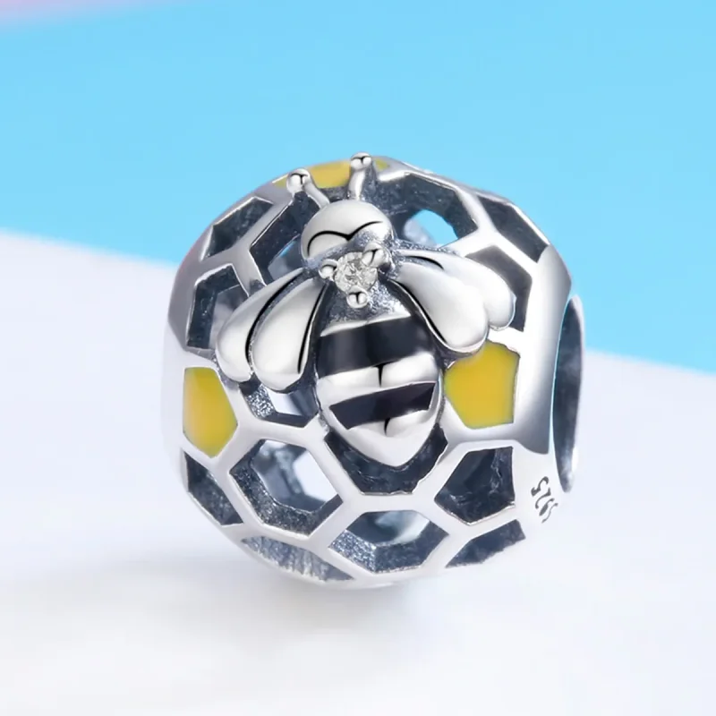 (bilde for) Pandora Style Silver Bee's Hive Charm - SCC779 - Vis 2