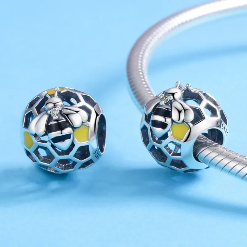 (bilde for) Pandora Style Silver Bee's Hive Charm - SCC779 - Vis 4