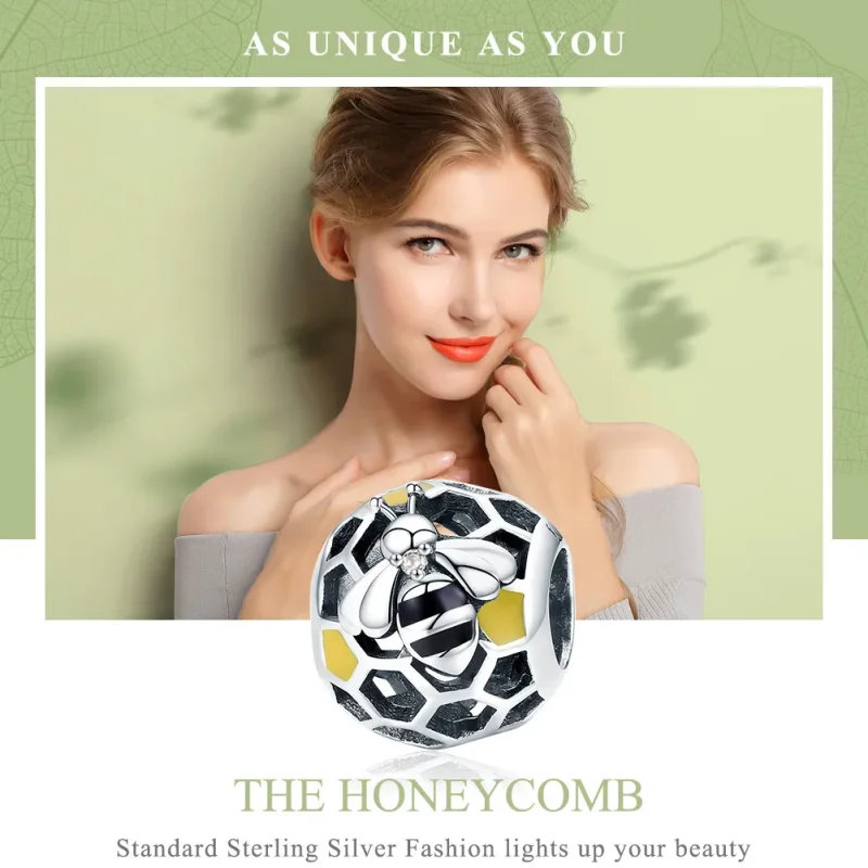 (bilde for) Pandora Style Silver Bee's Hive Charm - SCC779 - Vis 6