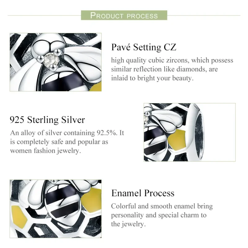(bilde for) Pandora Style Silver Bee's Hive Charm - SCC779 - Vis 7