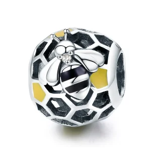 (bilde for) Pandora Style Silver Bee's Hive Charm - SCC779