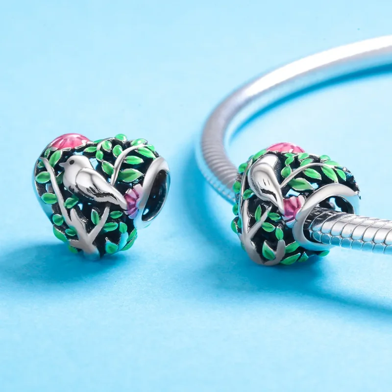 (bilde for) Pandora Style Silver Birds In The Forest Charm - SCC647 - Vis 5