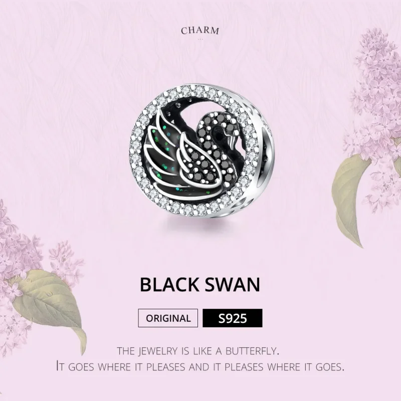 (bilde for) Pandora Style Silver Black Swan Charm - SCC1342 - Vis 6