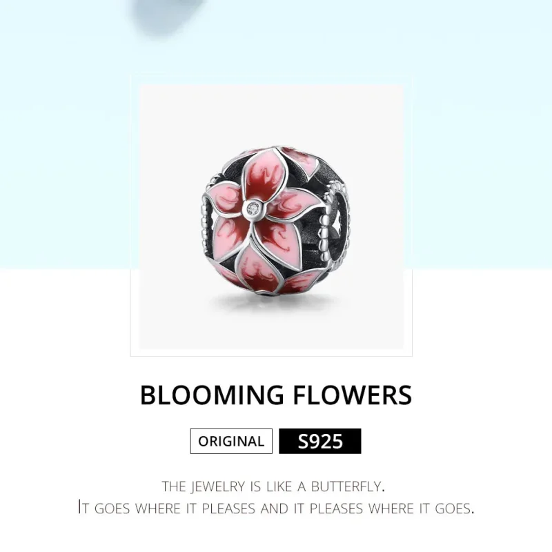 (bilde for) Pandora Style Silver Blooming Flower Charm - SCC1707 - Vis 6