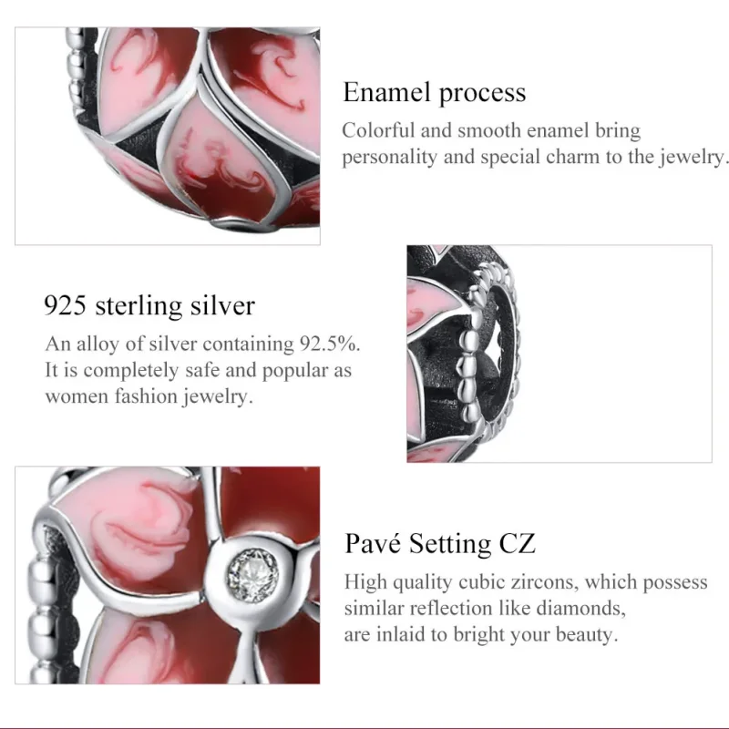 (bilde for) Pandora Style Silver Blooming Flower Charm - SCC1707 - Vis 7
