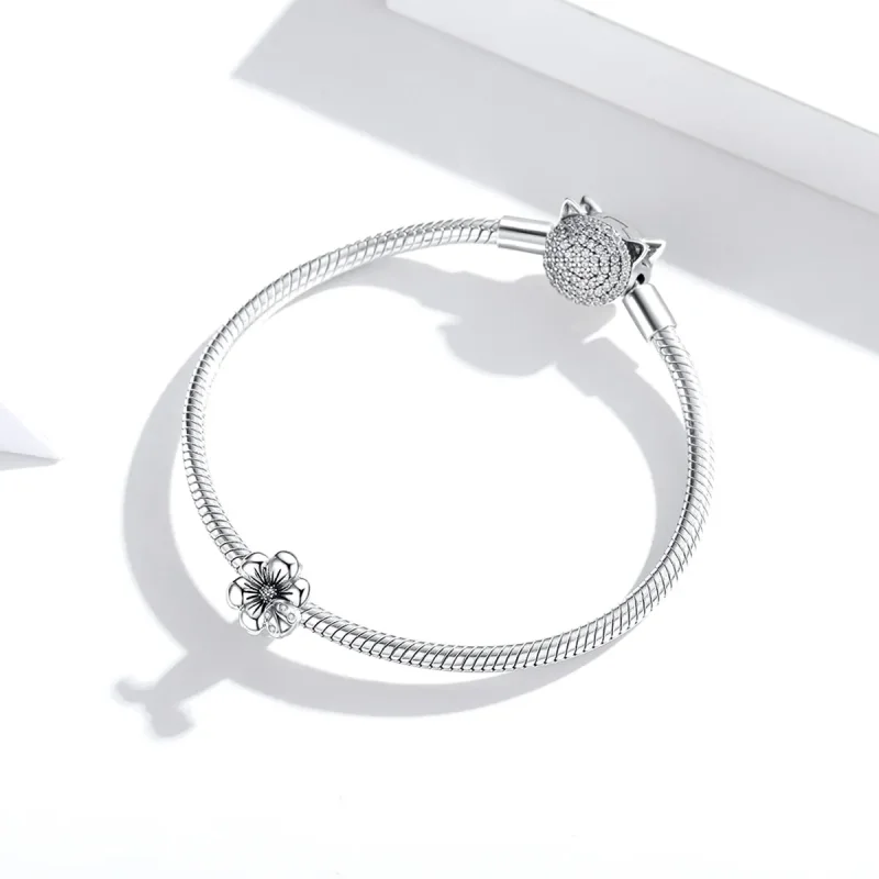 (bilde for) Pandora Style Silver Blooming Flower Charm - SCC1722 - Vis 3